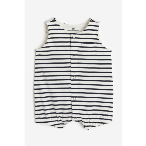 Patterned Romper Suit, White/striped