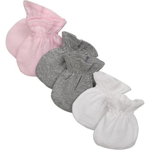 Burt's Bees Baby Baby Girls' Mittens, No-Scratch Mitts, 100% Organic Cotton, Set of 3
