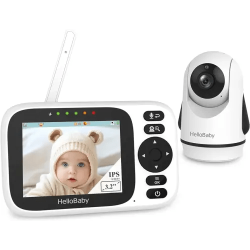 HelloBaby Baby Monitor with 3.2'' IPS Screen - Baby Camera Monitor with Remote Pan-Tilt-Zoom Camera No WiFi, Infrared Night Vision, 1000ft Wireless Connection