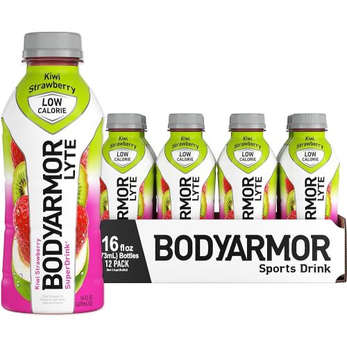 BODYARMOR LYTE Sports Drink Low-Calorie Sports Beverage, Kiwi Strawberry, Coconut Water Hydration, Natural Flavors With Vitamins, Potassium-Packed Electrolytes, Perfect For Athletes, 16 Fl Oz (Pack of 12)