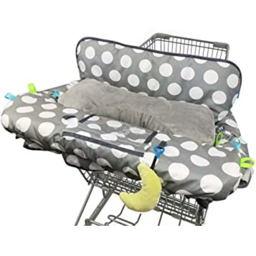 Shopping Cart Cover for Baby with Pillow, Soft Velvet Bolster Positioner, 6.5" Cellphone Holder, High Chair Cover for Boy Girl, Grocery Cart Cushion Liner, dot Printing cart Cover