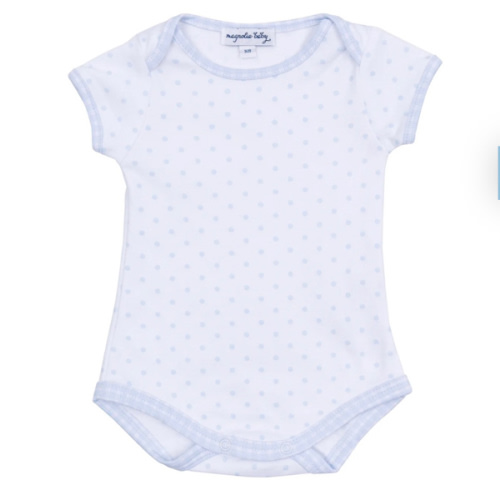 Magnolia Baby Boy Gingham Dots Bodysuit in Light Blue