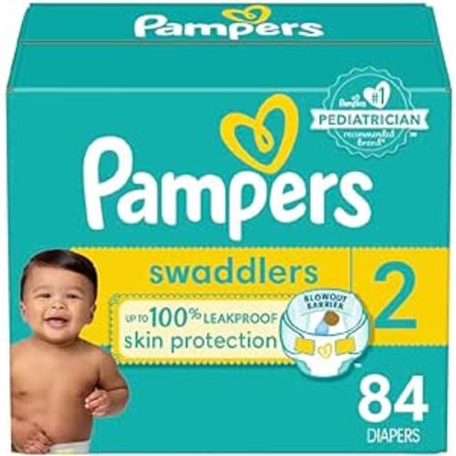Pampers Swaddlers Diapers - Size 2, 84 Count, Ultra Soft Disposable Baby Diapers