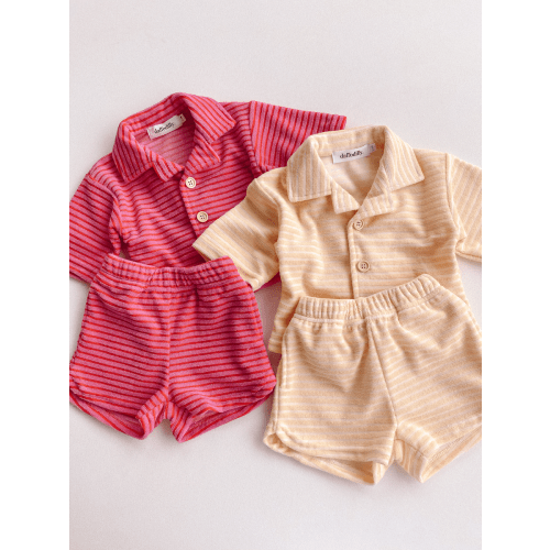 striped terry set - lemonade 9-12 mo