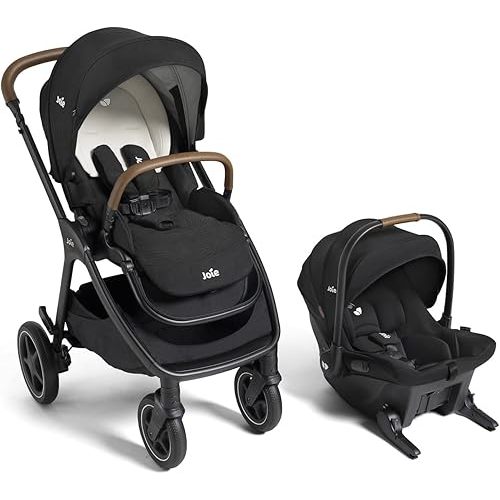 Joie Kava 3-in-1 Stroller and Mint Latch Car Seat Travel System with Reversible Seat, All-Wheel Suspension, and Flex in-Seat Comfort (Shale)