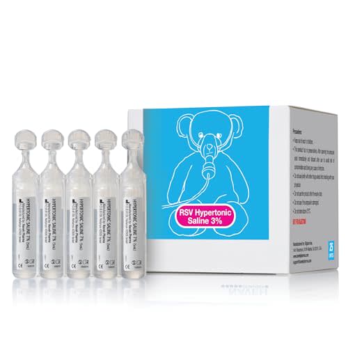 NAVEH PHARMA 3% Hypertonic Saline Solution for Nebulizer Machine | Saline Solution for Inhalation & Nasal Irrigation | Nebulizer Diluent 3% Concentration (25 Vials of 0.17 FL OZ)