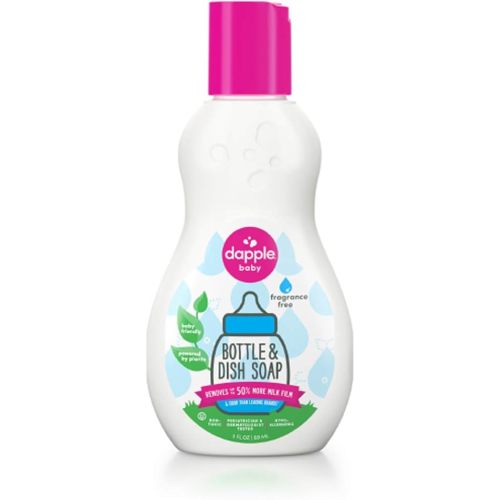 Dapple Baby - Bottle & Dish Soap, Plant Based Bottle Cleaner, Baby Safe Liquid Dish Soap, Fragrance Free Scented - Travel Size, 89 ml, 3 Ounces (Packaging may vary)