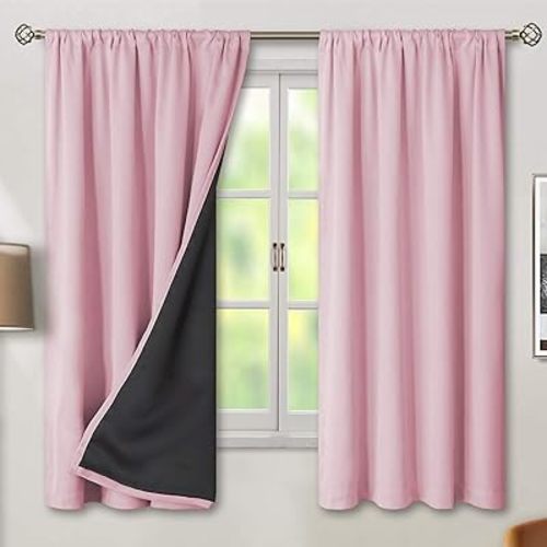BGment Pink Blackout Curtains for Girls Room 2 Panels Set, Kids Curtains for Baby Nursery Bedroom 63 Inch Length Thermal Insulated Soundproof Full Room Darkening Toddler Room, Each Panel 52 Inch Wide