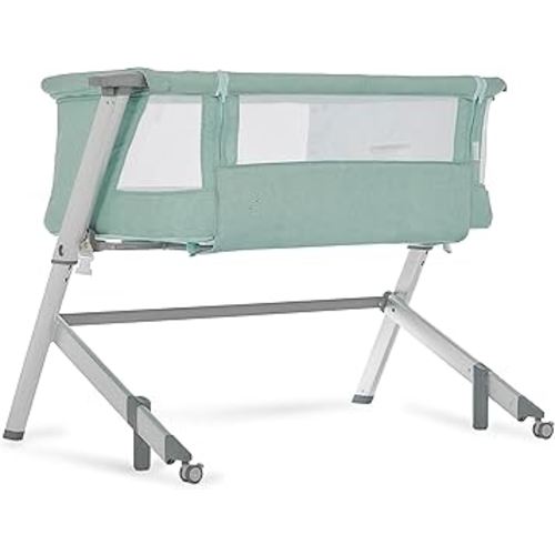 Dream On Me Skylar Bassinet and Bedside Sleeper, Adjustable Heights, Breathable Mesh Sides, Plush Mattress Pad, Wheels with Safety Locks & Tool-Free Assembly, Compact Fold & Travel Bag - Mint