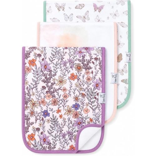 Copper Pearl Premium Baby Burp Cloths - 3-Pack Large Cotton Burp Cloths, Extra Soft Spit Up Rags with 3 Absorbent Layers, Perfect for Baby Boy and Baby Girl Gifts (21" x 10" Size, Flora Set)