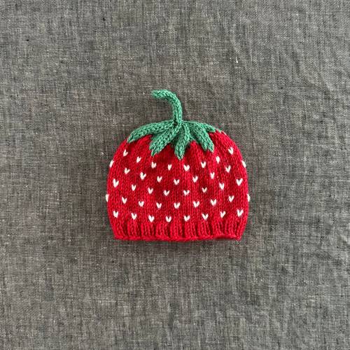 Strawberry Baby Beanie - 0 to 3 Months
