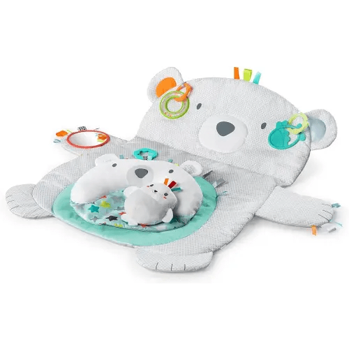 Bright Starts Tummy Time Prop & Play Baby Activity Mat with Support Pillow & Taggies - Polar Bear 35 x 29.5 in., Newborn and up