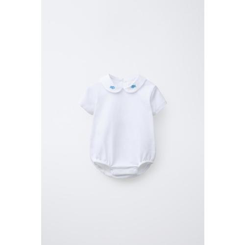 FISH EMBROIDERED BODYSUIT - Oyster-white | ZARA United States