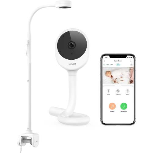 NETVUE Peekababy Baby Camera Monitor, Wireless Baby Monitor with Camera & Audio, 4-in-1 Crib Mount, Smart App, Sleep Analysis & Two-Way Talk