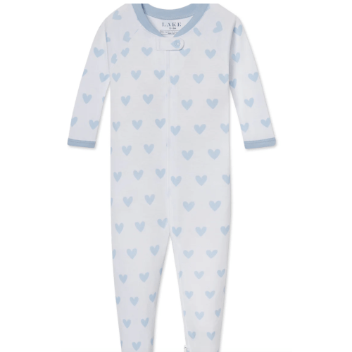 LAKE | Baby | Pima Cotton Pajamas | French Blue Heart