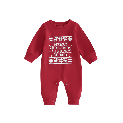 Infant Baby Boy Girl Christmas Outfit 3 6 12 18 Months Merry Christmas Print Jumpsuit Romper Onesie My First Christmas Clothes