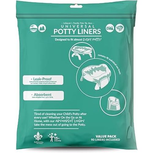 Kalencom Universal Potty Liners - Disposable Potty Liners for Toddlers - Absorbent and Leakproof - Compatible with Potette Travel Potty and Most Standard Toddler Potties (90, Universal)