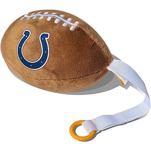 Indianapolis Colts Plush Football Pacifier Holder by Smilo - Officially Licensed NFL Soother Holder - Soft Plush Toy and Dummy Holder - Fits Any Pacifier - Stroller Accessory & Newborn Essential