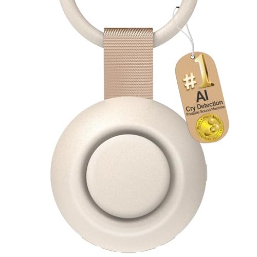 CHICWAY 2025 Mom's Choice Awards, Portable Sound Machine for Baby Adult, AI Cry Detection, 18 Soothing Sound, Bluetooth Rechargeable White Noise Machine for Home Office Travel, Nursery Light, Gray