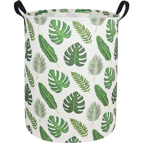 Kids Laundry Hamper,Green Laundry Basket Collapsible Jungle Storage Baskets for Home Decor,Office,Toy Organizer,(Green leaf)
