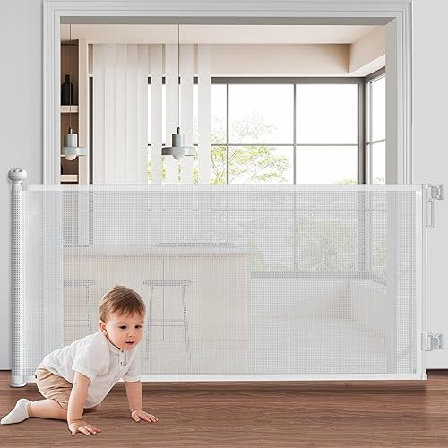 Retractable Baby Gates, 71" Wide Dog Gate, Mesh Pet Gate for Stairs, Door, Corridors, Bedrooms and Various Other Scenarios for Indoor or Outdoor