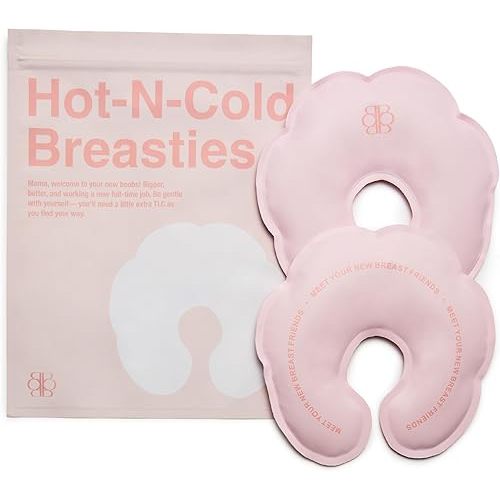 Reusable Hot and Cold Breast Therapy Packs (2-Pack): Cooling Gel Pads for Engorgement, Mastitis Relief & Warming Pump Aid Compression Supports for Breastfeeding