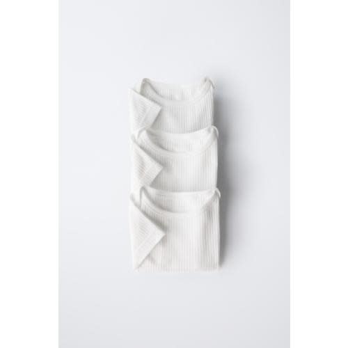 THREE-PACK OF BASIC ROUND NECK BODYSUITS - Oyster-white | ZARA United States