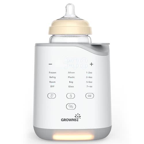 Grownsy NightEase Pro Bottle Warmer for Night Breastfeeding | Fast & Even Water Bath Heating with Nutrients Preserved, Soft Night Light, Precise Temp, 10-In-1 Baby Bottle Warmer