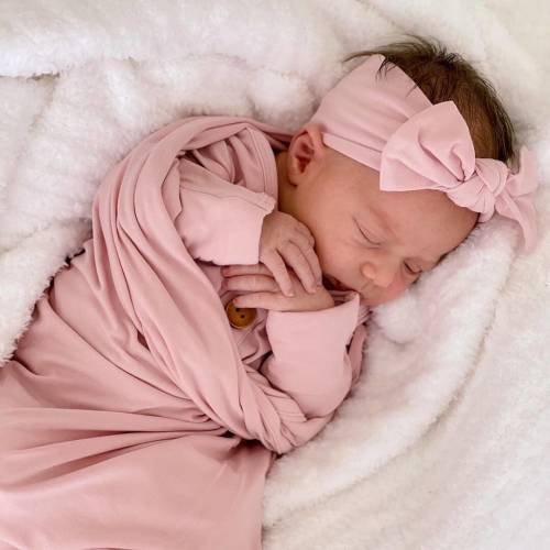 Solid Petal Pink Bamboo Knit Swaddle Blanket