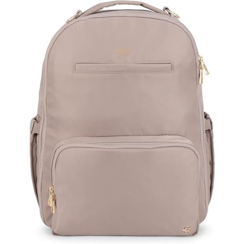 JuJuBe New Classic Diaper Bag Backpack with Portable Changing Pad, Stroller Straps, Large Travel Backpack for Boy or Girl, Carrying Baby Bottles, Wipes, Diapers, Pacifiers, Taupe, Mother's Day Gift