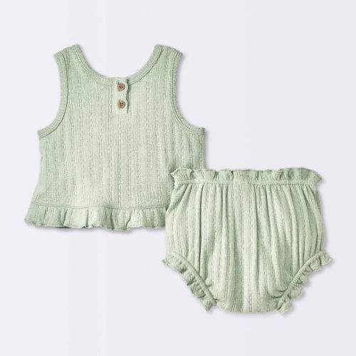 Baby Girls' Pointelle Knit Tank Top & Bloomer Set - Cloud Island™ Green 18m