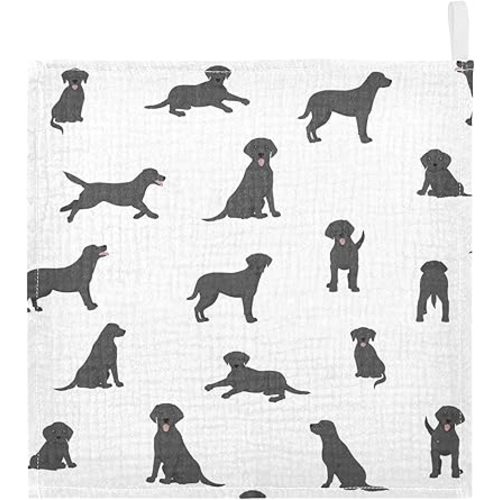 vvfelixl Baby Muslin Washcloths Labrador Retriever Dogs Baby Burp Cloths Cotton Baby Face Towel for Newborn Infants Boys Girls Soft and Absorbent 11.8 X 11.8 in, 3 Pack