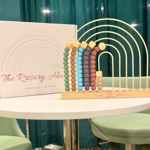 Children Rosary Abacus, Wooden Rainbow Abacus Rosary, Catholic Toy, Christian Baby, Easter gift, Nursery Decor, Baptism, Baby Shower, prayer