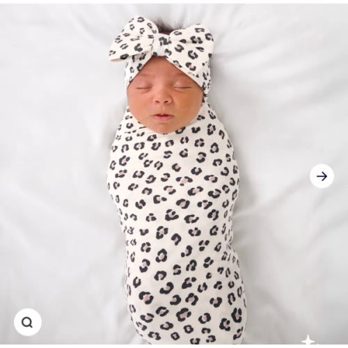 Luxe Leopard Swaddle & Luxe Bow Headband Set | Little Sleepies