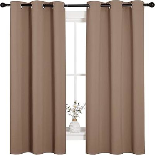 NICETOWN Window Treatment Thermal Insulated Solid Grommet Blackout Curtains/Drapes for Bedroom (Set of 2 Panels, 42 by 63 Inch, Cappuccino)