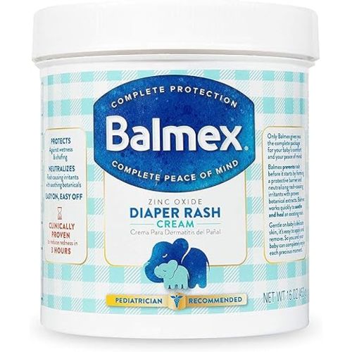 Balmex Complete Protection Daily Baby Diaper Rash Cream, Clinically Proven To Reduce Redness in Just One Use*, with Zinc Oxide + Botanicals, Pediatrician-Recommended & Dermatologist Tested, 16oz