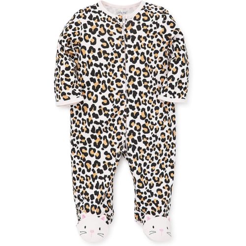 Little Me Clothes for Baby Girls' 100% Cotton Scratch-Free Tag Footie Sleeper, Preemie to 9 Months