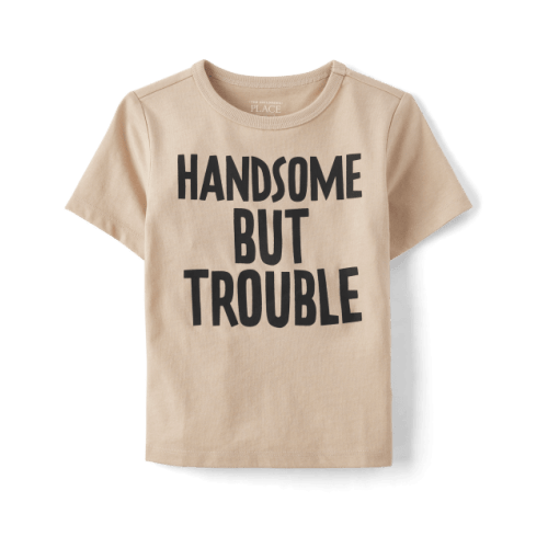Baby And Toddler Boys Trouble Graphic Tee - Brown