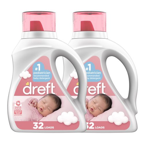 Dreft Stage 1: Newborn Hypoallergenic Baby Laundry Detergent Liquid Soap (He), Natural For Baby, Newborn, Or Infant, 46 Fl Oz, (Pack Of 2)