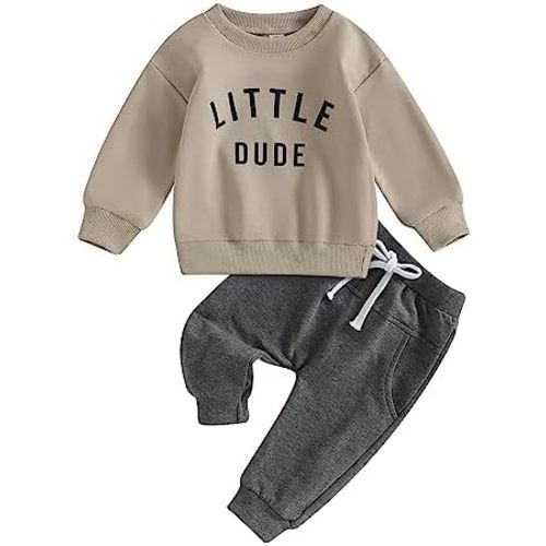 Newborn Baby Boy Fall Clothes Long Sleeve Round Neck Letter Print Sweatshirt Top Long Pants Cute Toddler Winter Outfits