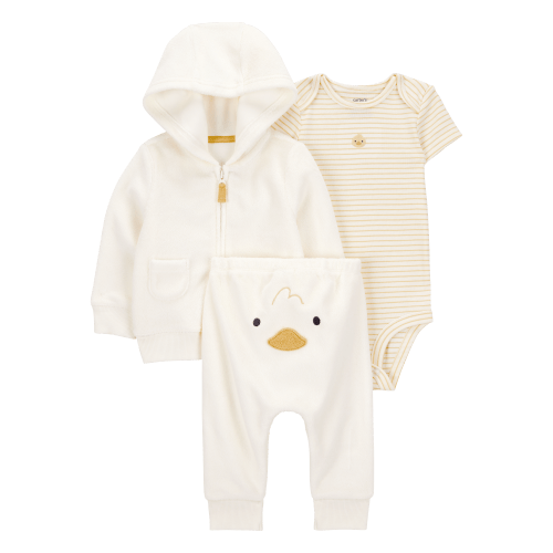 Baby 3-Piece Duck Little Cardigan Set - Ivory