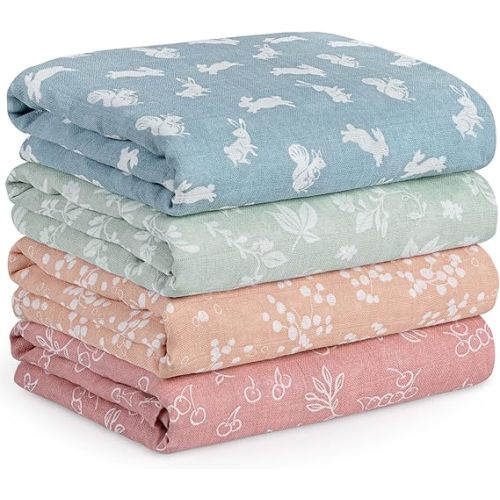 Muslin Swaddle Blankets for Newborn, Cotton Receiving Blanket