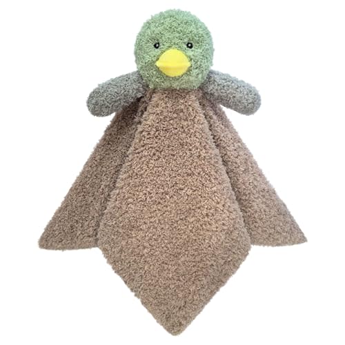 Doindute Baby Mallard Duck Soft Stuffed Animal Security Blanket, Plush Green Duck Character Lovey Blanket, Baby Shower/Nursery Gift, Newborn Infant Toddler Snuggle Blankie for Boys Girls, 14 Inches