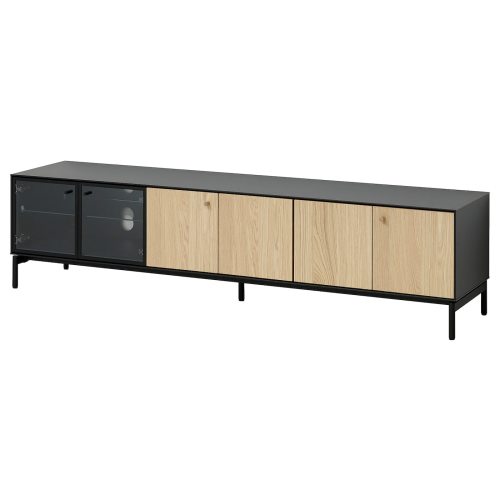 BOASTAD TV unit - black/oak veneer 71 3/8x16 5/8x17 3/4 "