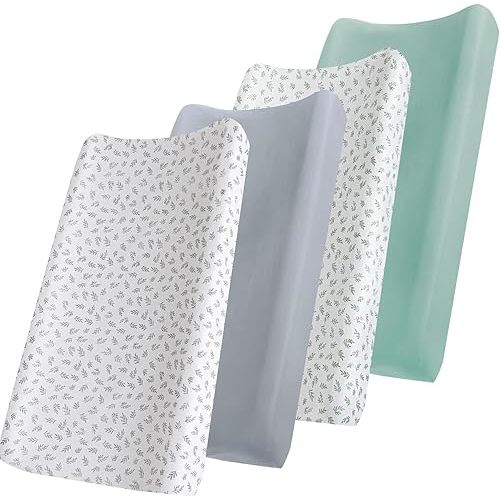 Changing Pad Cover, Diaper Changing Pad Covers 4 Pack, Fitted Baby Changing Table Sheets for 32''×16'' Change Table Pad, Cradle & Bassinet Sheets for Boys & Girls, Soft & Breathable