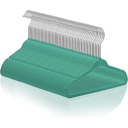 Casafield 50 Velvet Baby Hangers - 11" Size for Infant & Toddler Clothes - Teal