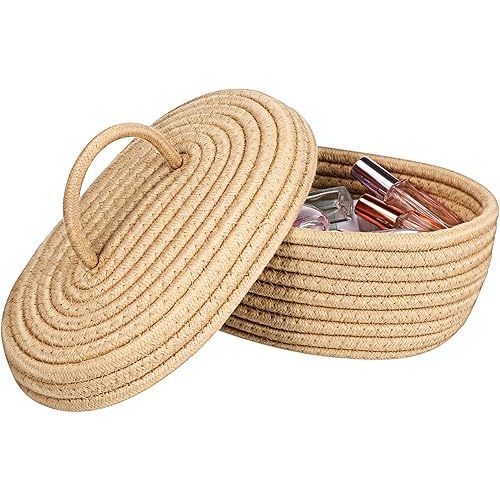 DOITOOL Cotton Rope Woven Basket Storage Basket for Makeup Phone Small Organizer Pouch Toiletry Bag for Women