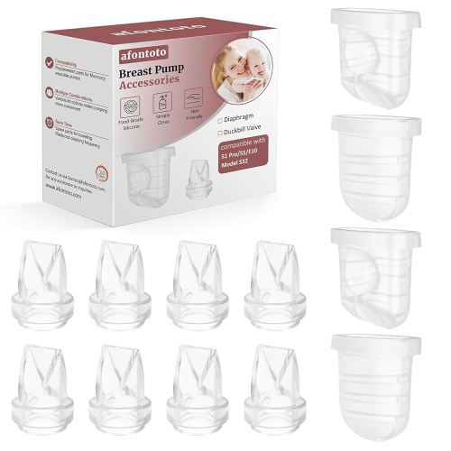 12PCS Duckbill Valve & Silicone Diaphragm Compatible with eufy S1 Pro/S1/E10, NCVI/Lansinoh Discreet Duo/Zooawa/Nuliie S32 Breast Pump Replacement Parts, Breastfeeding Essential Accessories