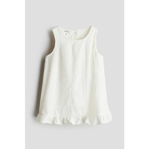 EMBROIDERY-DETAIL COTTON DRESS
