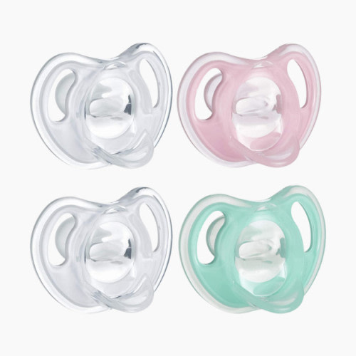 Tommee Tippee Ultra Light Silicone Pacifier - Pink/Aqua, 0-6 Months, 4